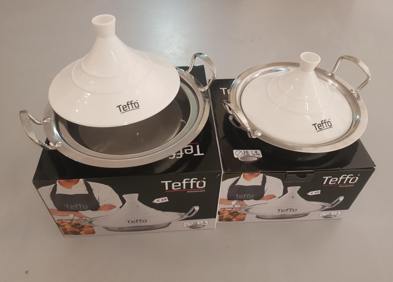 Teffo tajine wit rvs 34cm - BazaarTanger